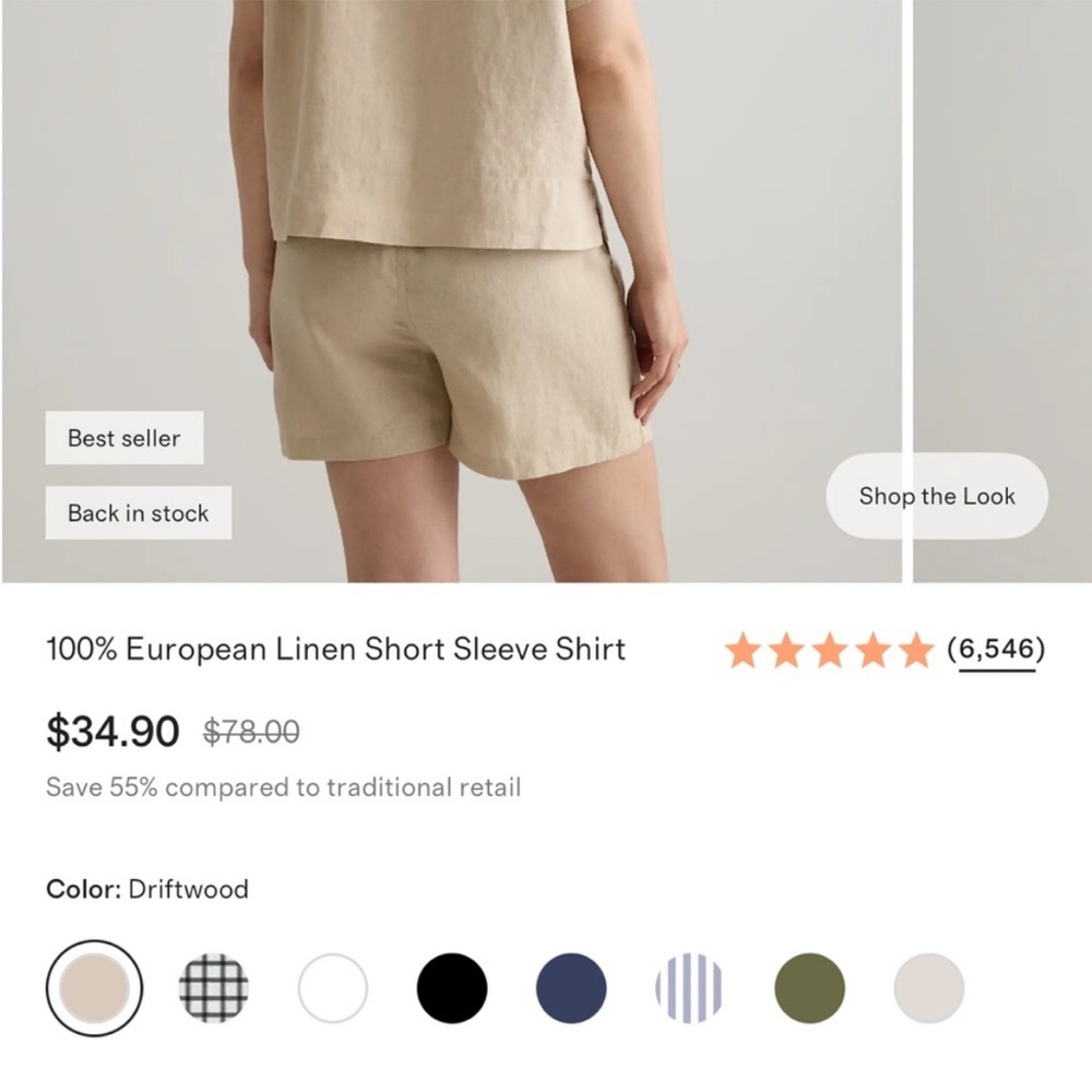 Quince Light Tan Linen cropped Collared Shirt - Picture 10 of 10